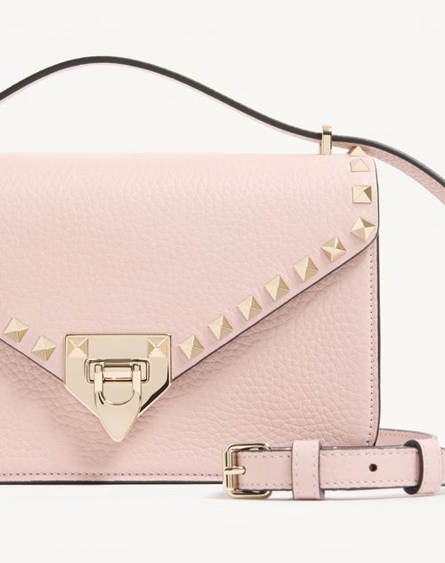 Valentino Garavani - Valentino Garavani Rockstud Small Shoulder Bag In Grainy Calfskin - Pink - Woman - Shoulder Bags
